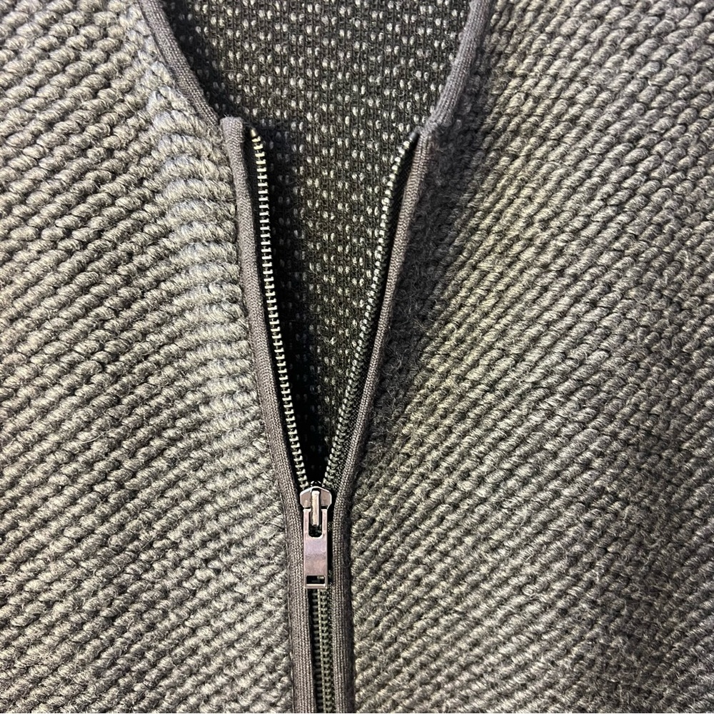 HALLHUBER Sweater Jacket Grey Wool Blend Zip Up 3/4 Sleeve Size US 4 w/ Pockets - Picture 3 of 11